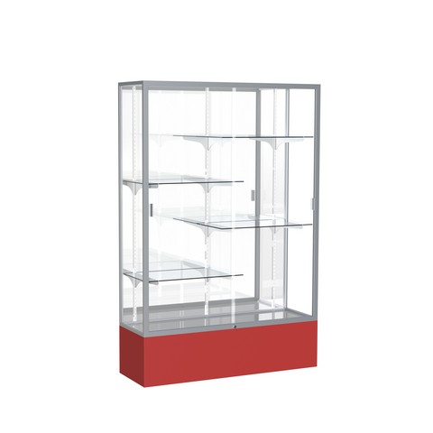 Waddell 374mb-sn-rd Spirit 48 X 72 X 16 In. Red Base Floor Display Case With 4 Ft. Length, Mirror Back - Satin