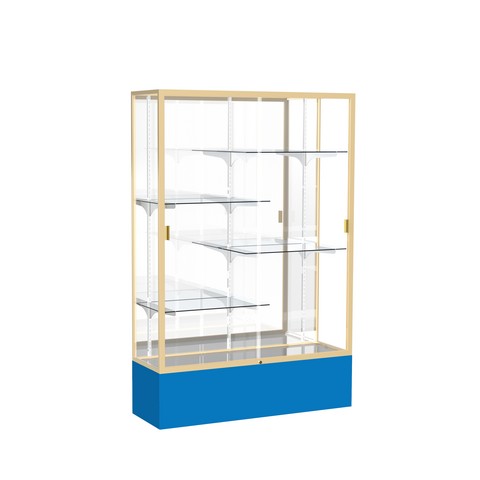 Waddell 374mb-gd-ry Spirit 48 X 72 X 16 In. Royal Blue Base Floor Display Case With 4 Ft. Length, Mirror Back - Champagne Gold