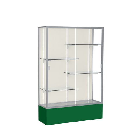 Waddell 374pb-sn-fg Spirit 48 X 72 X 16 In. Forest Green Base Floor Display Case With 4 Ft. Length, Plaque Back - Satin