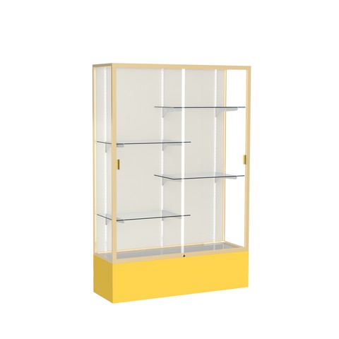 Waddell 374pb-gd-gr Spirit 48 X 72 X 16 In. Golden Rod Base Floor Display Case With 4 Ft. Length, Plaque Back - Champagne Gold