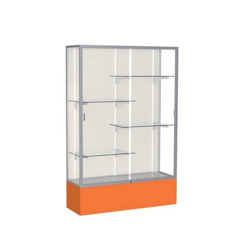 Waddell 374pb-sn-or Spirit 48 X 72 X 16 In. Orange Base Floor Display Case With 4 Ft. Length, Plaque Back - Satin