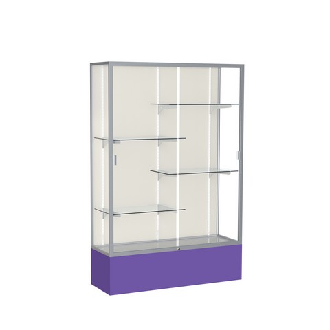 Waddell 374pb-sn-pe Spirit 48 X 72 X 16 In. Purple Base Floor Display Case With 4 Ft. Length, Plaque Back - Satin