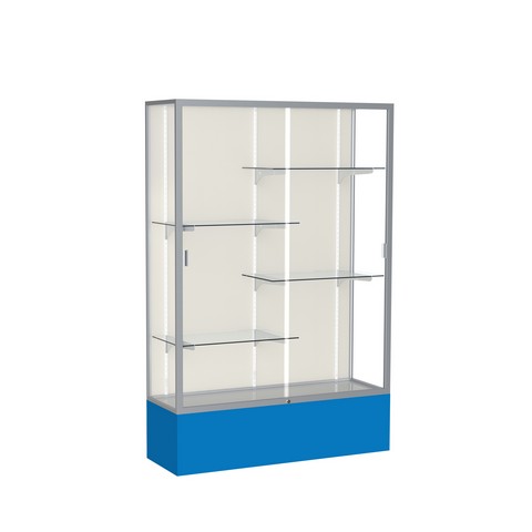 Waddell 374pb-sn-ry Spirit 48 X 72 X 16 In. Royal Blue Base Floor Display Case With 4 Ft. Length, Plaque Back - Satin
