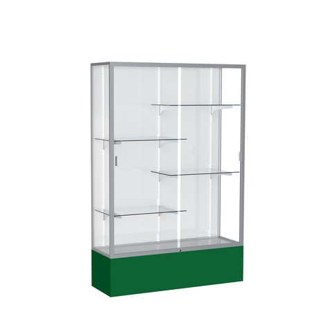 Waddell 374wb-sn-fg Spirit 48 X 72 X 16 In. Forest Green Base Floor Display Case With 4 Ft. Length, White Back - Satin