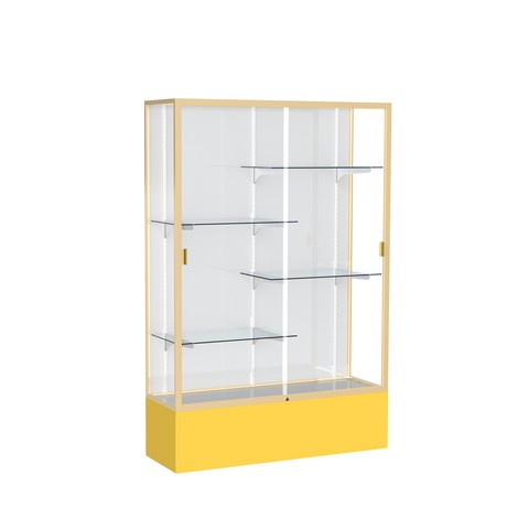 Waddell 374wb-gd-gr Spirit 48 X 72 X 16 In. Golden Rod Base Floor Display Case With 4 Ft. Length, White Back - Champagne Gold