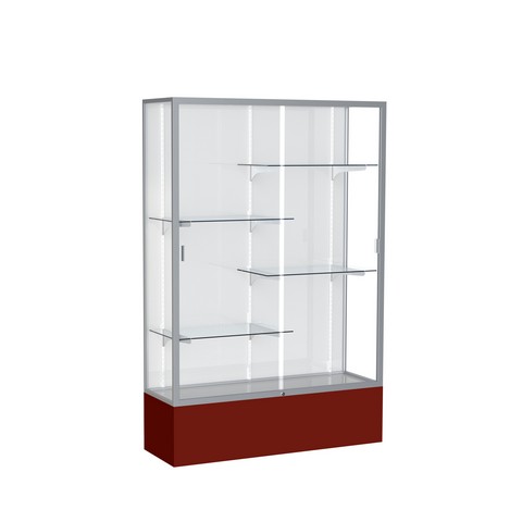 Waddell 374wb-sn-mn Spirit 48 X 72 X 16 In. Maroon Base Floor Display Case With 4 Ft. Length, White Back - Satin