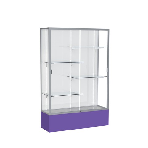 Waddell 374wb-sn-pe Spirit 48 X 72 X 16 In. Purple Base Floor Display Case With 4 Ft. Length, White Back - Satin