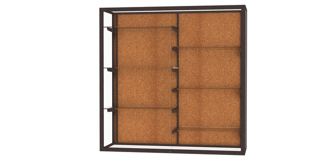 Waddell 12404-ck-bz Contempo 36 X 44 X 14in. Cherry Base Lighted Wall Case With Six 12 In. Half-length Shelves, Black Back - Dark Bronze
