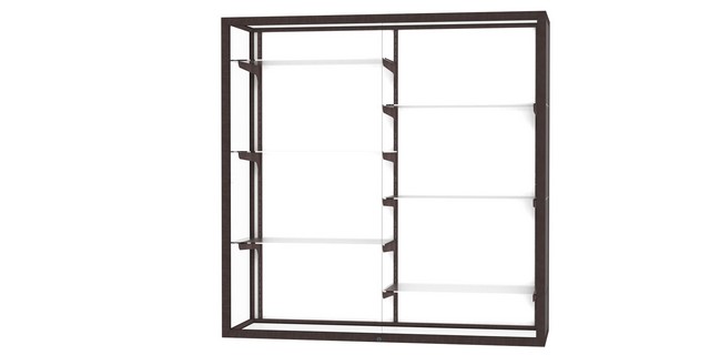 Waddell 12404-wb-bz Contempo 36 X 44 X 14in. Cherry Base Lighted Wall Case With Six 12 In. Half-length Shelves, White Back - Dark Bronze