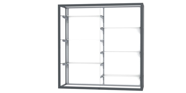 Waddell 12404-wb-sn Contempo 36 X 44 X 14in. Cherry Base Lighted Wall Case With Six 12 In. Half-length Shelves, White Back - Satin