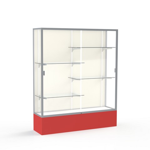Waddell 375pb-sn-rd Spirit 60 X 72 X 16 In. Red Base Floor Display Case With 5 Ft. Length, Plaque Back - Satin