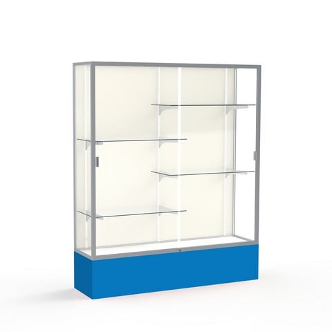 Waddell 375pb-sn-ry Spirit 60 X 72 X 16 In. Royal Blue Base Floor Display Case With 5 Ft. Length, Plaque Back - Satin