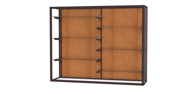 Waddell 12405-ck-bz Contempo 36 X 44 X 14in. Light Maple Base Lighted Wall Case With Six 12 In. Half-length Shelves, White Back - Dark Bronze
