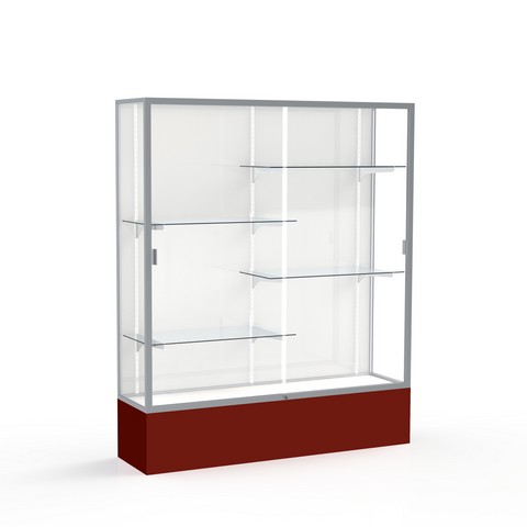 Waddell 375wb-sn-mn Spirit 60 X 72 X 16 In. Maroon Base Floor Display Case With 5 Ft. Length, White Back - Satin