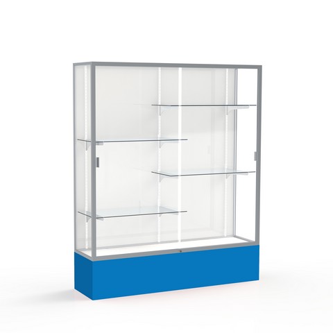 Waddell 375wb-sn-ry Spirit 60 X 72 X 16 In. Royal Blue Base Floor Display Case With 5 Ft. Length, White Back - Satin