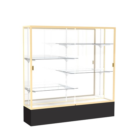 Waddell 376mb-gd-bk Spirit 72 X 72 X 16 In. Black Base Floor Display Case With 6 Ft. Length, Mirror Back - Champagne Gold