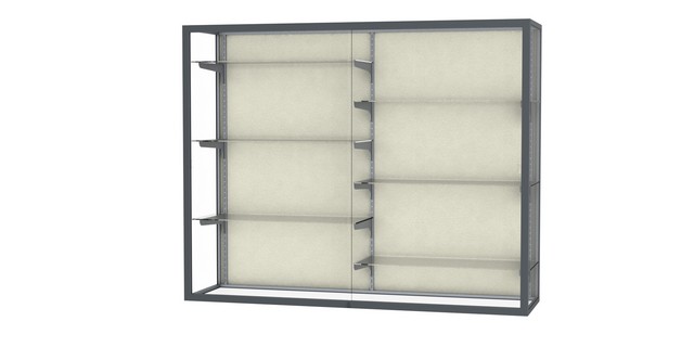 Waddell 12405-pb-sn Champion 60 X 48 X 16 In. Wall Case With Six 12 In. Half-length Shelves, Plaque Back - Satin