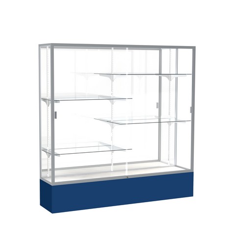 Waddell 376mb-sn-ny Spirit 72 X 72 X 16 In. Navy Base Floor Display Case With 6 Ft. Length, Mirror Back - Satin