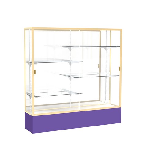 Waddell 376mb-gd-pe Spirit 72 X 72 X 16 In. Purple Base Floor Display Case With 6 Ft. Length, Mirror Back - Champagne Gold