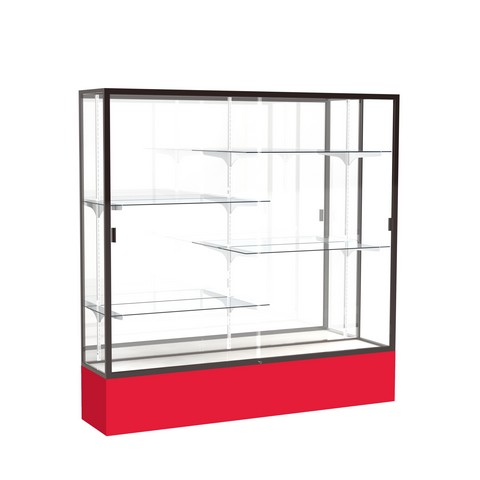Waddell 376mb-bz-rd Spirit 72 X 72 X 16 In. Red Base Floor Display Case With 6 Ft. Length, Mirror Back - Dark Bronze