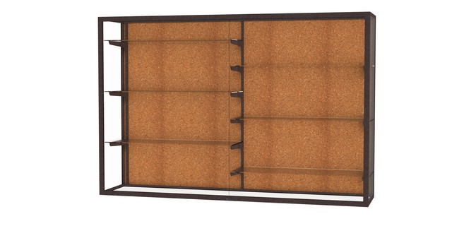 Waddell 12406-ck-bz Champion 72 X 48 X 16 In. Wall Case With Six 12 In. Half-length Shelves, Cork Back - Dark Bronze