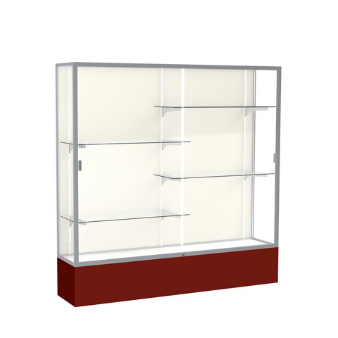 Waddell 376pb-sn-mn Spirit 72 X 72 X 16 In. Maroon Base Floor Display Case With 6 Ft. Length, Plaque Back - Satin