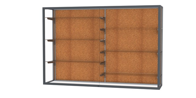 Waddell 12406-ck-sn Champion 72 X 48 X 16 In. Wall Case With Six 12 In. Half-length Shelves, Cork Back - Satin