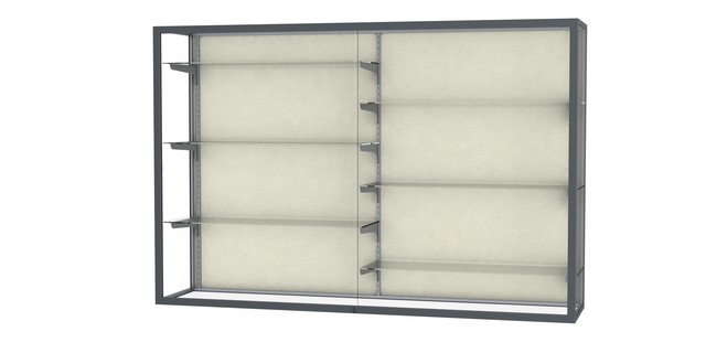 Waddell 12406-pb-sn Champion 72 X 48 X 16 In. Wall Case With Six 12 In. Half-length Shelves, Plaque Back - Satin