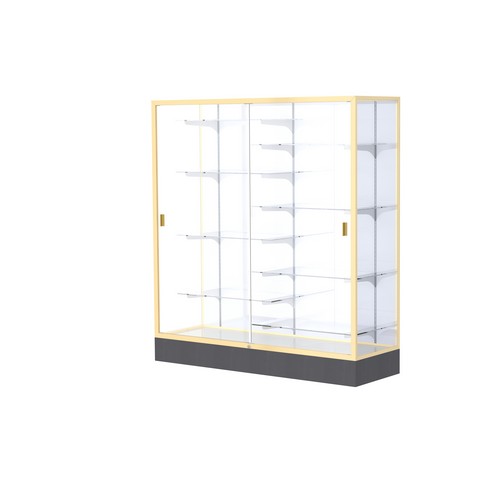 Waddell 2605-wb-gd Colossus 60 X 66 X 20 In. Aluminum Frame Floor Display Case With Black Laminate Base, White Back - Champagne Gold