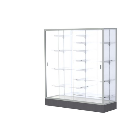 Waddell 2605-wb-sn Colossus 60 X 66 X 20 In. Aluminum Frame Floor Display Case With Black Laminate Base, White Back - Satin