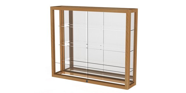 Waddell 890m-mb-h Heirloom 36 X 30 X 8 In. Wall Case With Hardwood 3 Shelves, Mirror Back - Honey Maple
