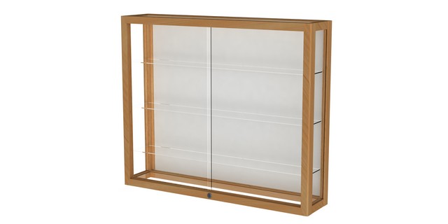 Waddell 890m-wb-h Heirloom 36 X 30 X 8 In. Wall Case With Hardwood 3 Shelves, White Back - Honey Maple