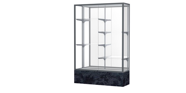 Waddell 571mb-sn-ss Monarch 48 X 72 X 16 In. Silver Swirl Base Lighted Floor Display Case, Mirror Back - Satin