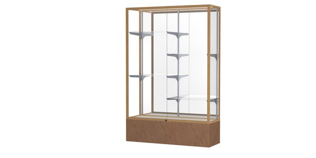 Waddell 572mb-gd-bs Monarch 48 X 72 X 16 In. Beige Stone Base Floor Display Case With Unlighted, Mirror Back - Champagne Gold