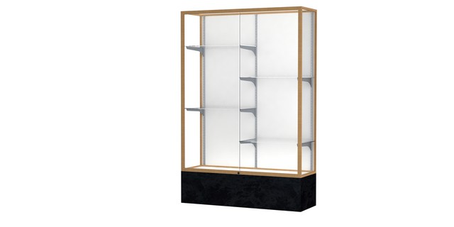 Waddell 572wb-gd-bm Monarch 48 X 72 X 16 In. Black Marble Base Floor Display Case With Unlighted, White Back - Champagne Gold