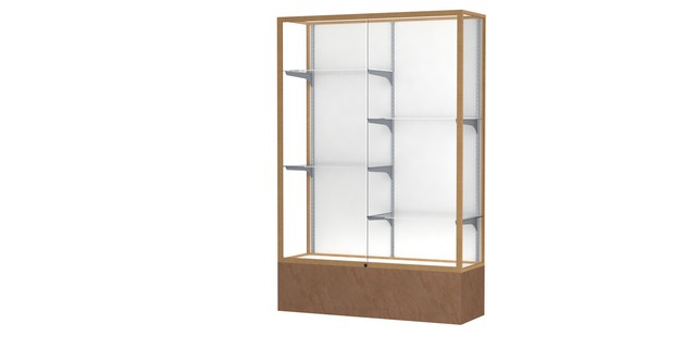 Waddell 572wb-gd-bs Monarch 48 X 72 X 16 In. Beige Stone Base Floor Display Case With Unlighted, White Back - Champagne Gold