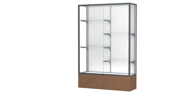 Waddell 572wb-sn-bs Monarch 48 X 72 X 16 In. Beige Stone Base Floor Display Case With Unlighted, White Back - Satin