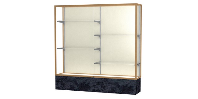 Waddell 573pb-gd-ss Monarch 72 X 72 X 16 In. Silver Swirl Base Lighted Floor Display Case, Plaque Back - Champagne Gold