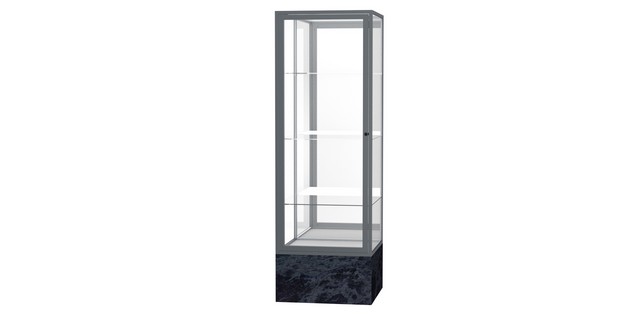 Waddell 575mb-sn-ss Monarch 24 X 72 X 24 In. Silver Swirl Base Lighted Floor Display Case, Mirror Back - Satin