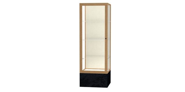 Waddell 576pb-gd-bm Monarch 24 X 72 X 24 In. Black Marble Base Unlighted Floor Display Case, Plaque Back - Champagne Gold