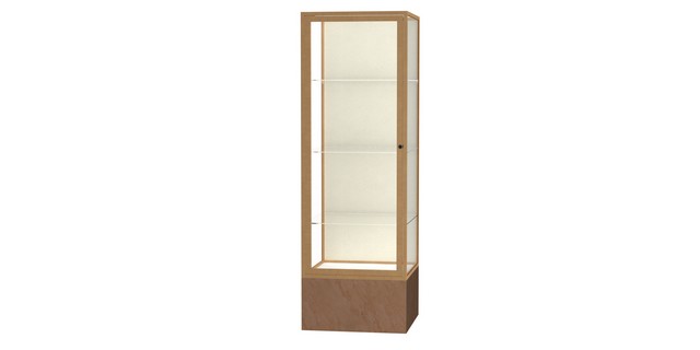 Waddell 576pb-gd-bs Monarch 24 X 72 X 24 In. Beige Stone Base Unlighted Floor Display Case, Plaque Back - Champagne Gold