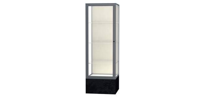 Waddell 576pb-sn-bm Monarch 24 X 72 X 24 In. Black Marble Base Unlighted Floor Display Case, Plaque Back - Satin