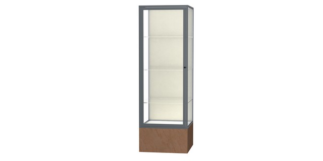 Waddell 576pb-sn-bs Monarch 24 X 72 X 24 In. Beige Stone Base Unlighted Floor Display Case, Plaque Back - Satin
