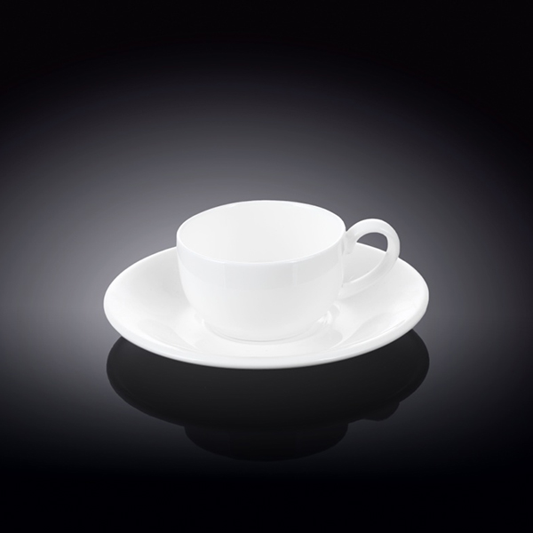 993002 100 Ml Coffee Cup & Saucer, White - Pack Of 72