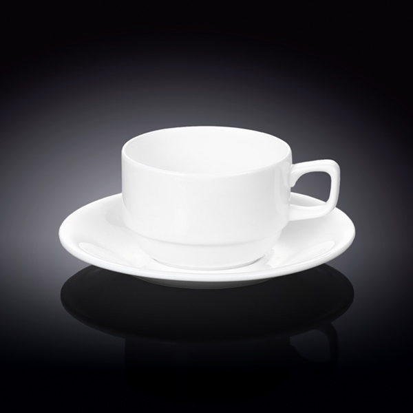 993008 220 Ml Tea Cup & Saucer, White - Pack Of 36