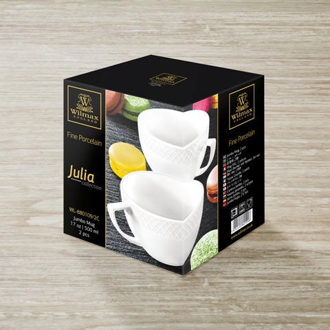 880109 500 Ml Jumbo Mug Set Of 2, White - Pack Of 18