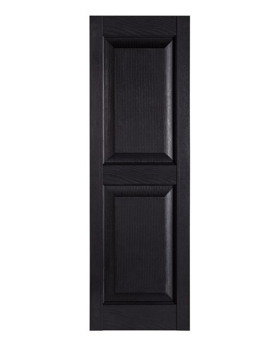 Perfect Shutters Ir521543002 Premier Raised Panel Exterior Decorative Shutters, Black - 15 X 43 In.