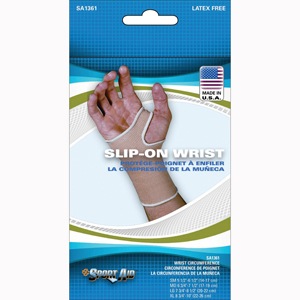 Sa1361-bei-md Slip-on Wrist Compression Support, Beige - Medium