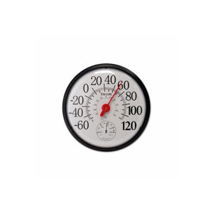 13.5 In. Dial Black & White Thermometer & Hygrometer