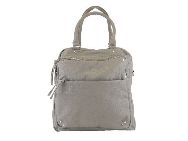 Bh501-gray Faux Leather Handbag Tote, Gray